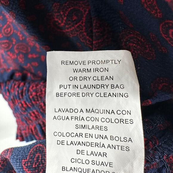 Michael Kors Blouse Paisley Preppy WMNS M Navy/Red Romantic Boho Business Casual - Picture 8 of 8